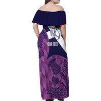 Scotland Rugby Custom Family Matching Off Shoulder Maxi Dress and Hawaiian Shirt Go Scottish Thistle Purple Version - Wonder Print Shop