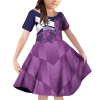 Scotland Rugby Custom Family Matching Off Shoulder Short Dress and Hawaiian Shirt Go Scottish Thistle Purple Version - Wonder Print Shop