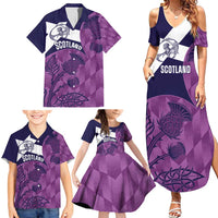 Scotland Rugby Custom Family Matching Summer Maxi Dress and Hawaiian Shirt Go Scottish Thistle Purple Version - Wonder Print Shop