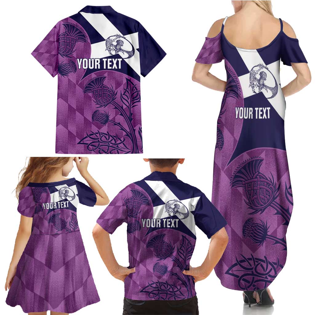 Scotland Rugby Custom Family Matching Summer Maxi Dress and Hawaiian Shirt Go Scottish Thistle Purple Version - Wonder Print Shop