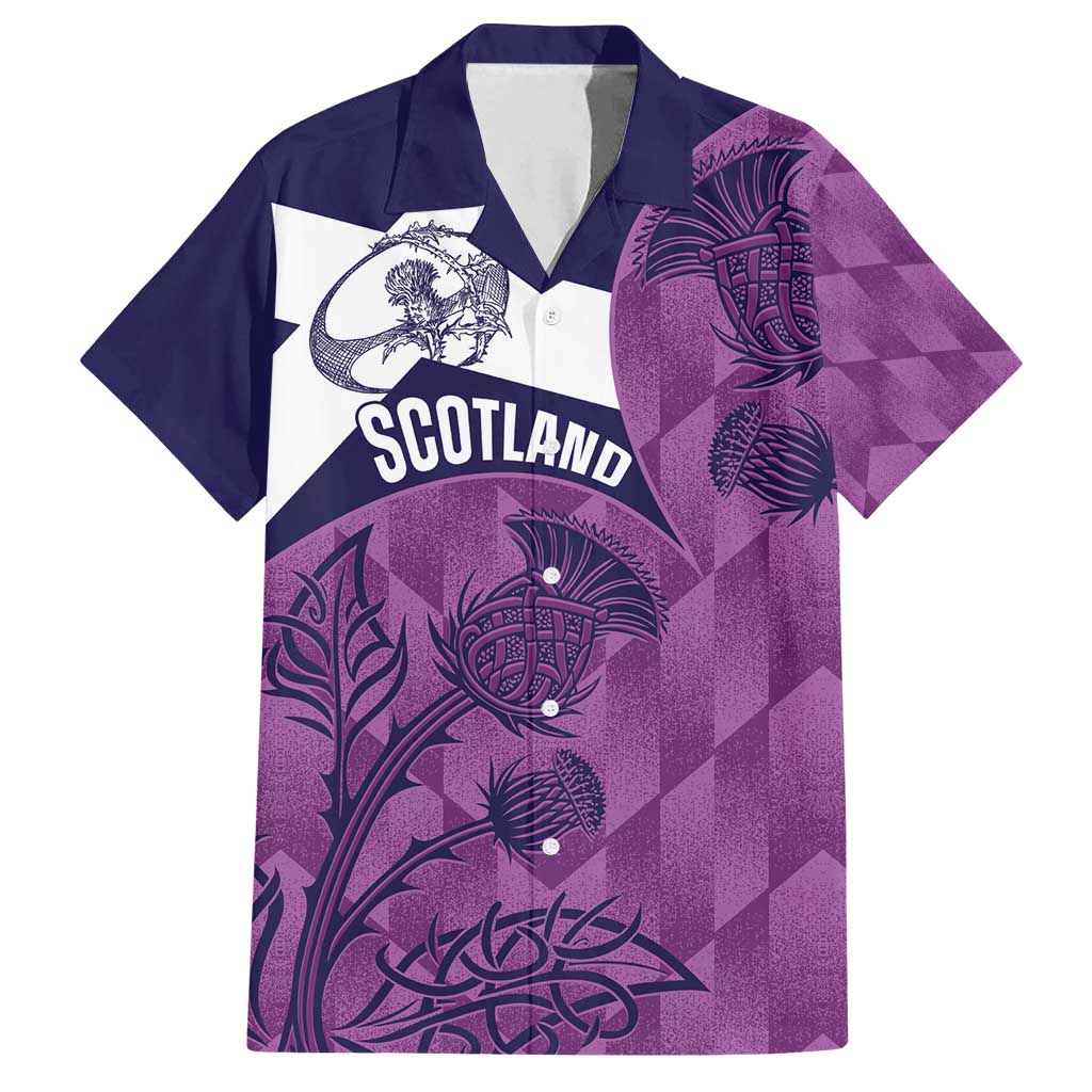 Scotland Rugby Custom Family Matching Tank Maxi Dress and Hawaiian Shirt Go Scottish Thistle Purple Version - Wonder Print Shop