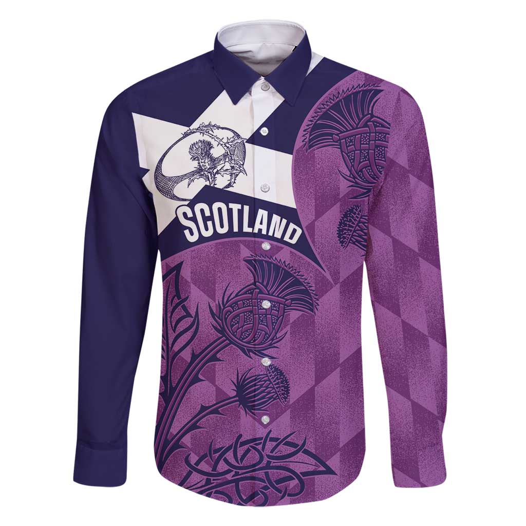 Scotland Rugby Custom Family Matching Tank Maxi Dress and Hawaiian Shirt Go Scottish Thistle Purple Version - Wonder Print Shop