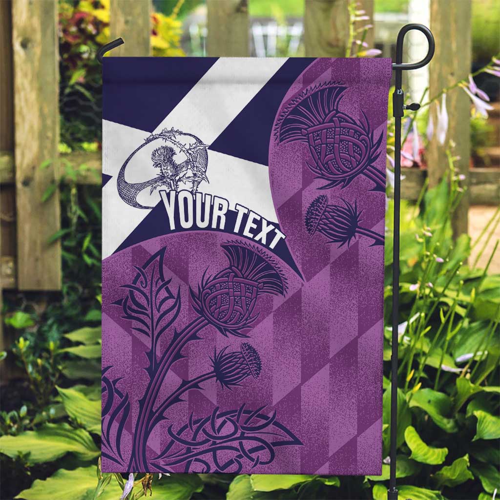 Scotland Rugby Custom Garden Flag Go Scottish Thistle Purple Version - Wonder Print Shop