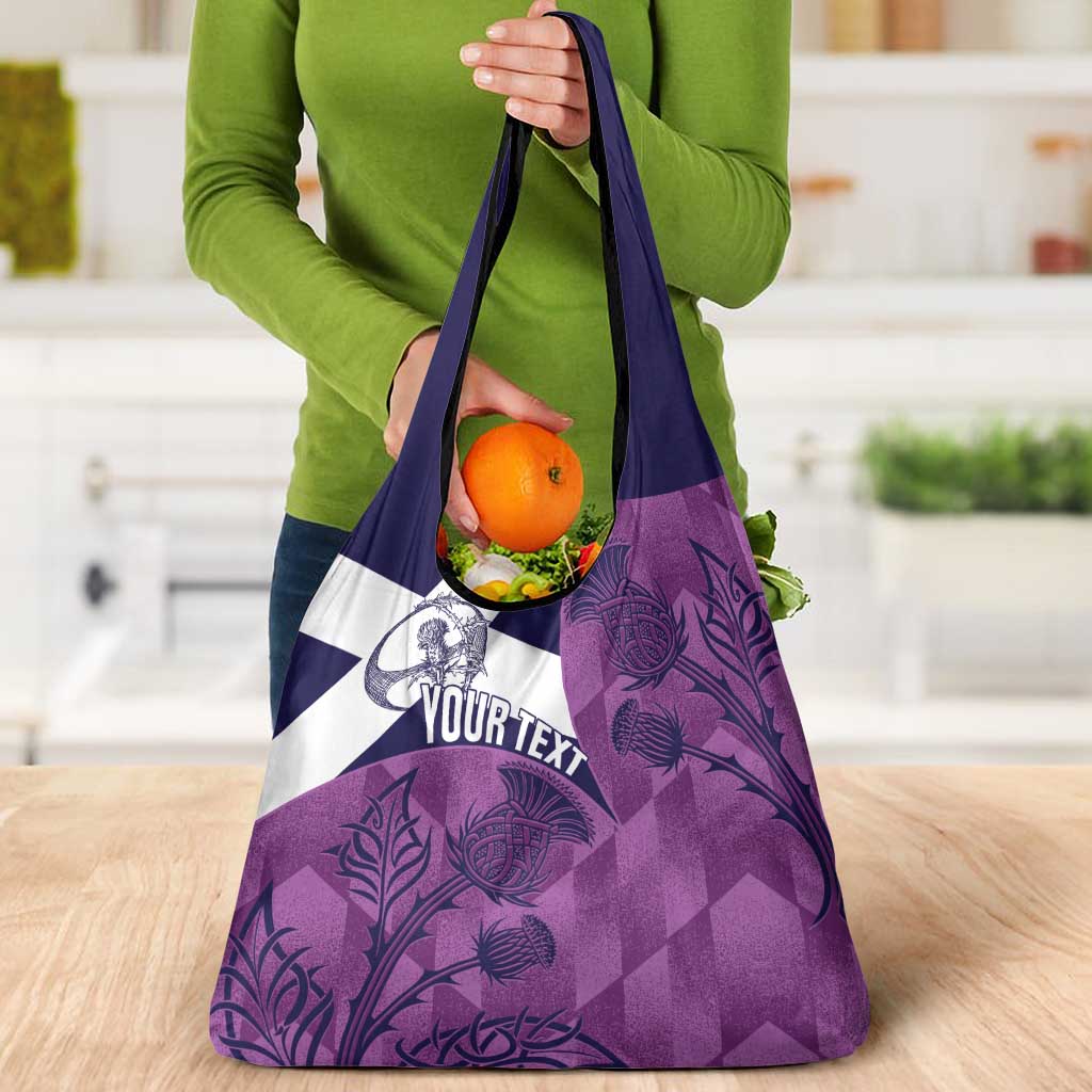 Scotland Rugby Custom Grocery Bag Go Scottish Thistle Purple Version - Wonder Print Shop