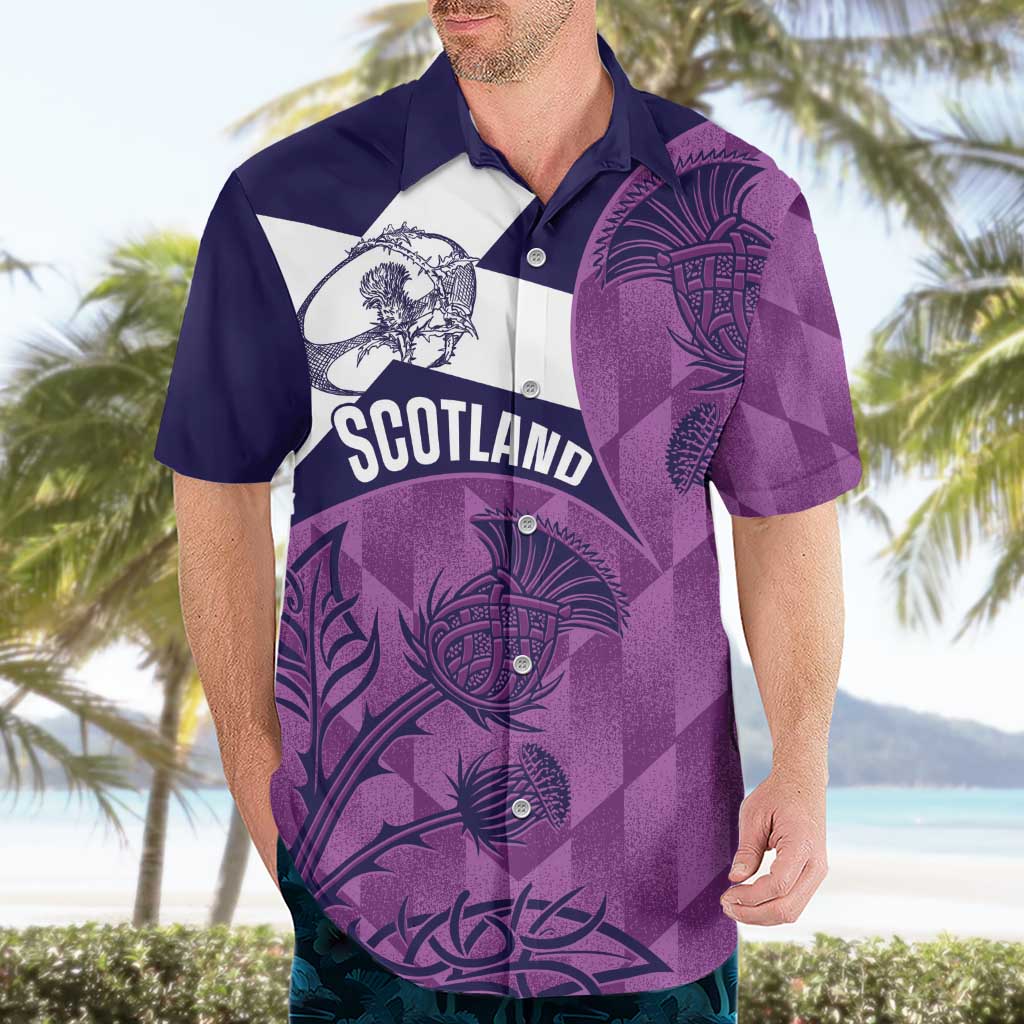 Scotland Rugby Custom Hawaiian Shirt Go Scottish Thistle Purple Version - Wonder Print Shop