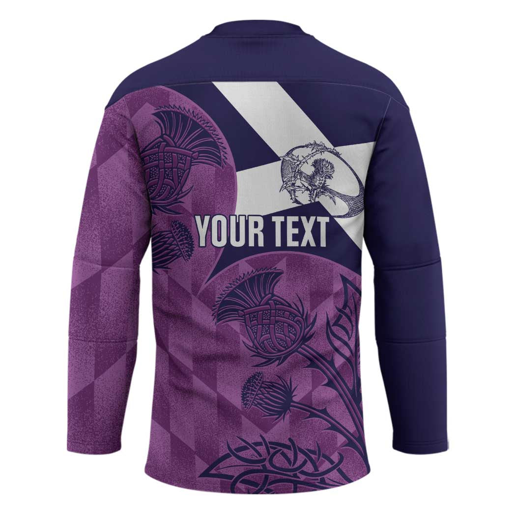 Scotland Rugby Custom Hockey Jersey Go Scottish Thistle Purple Version - Wonder Print Shop
