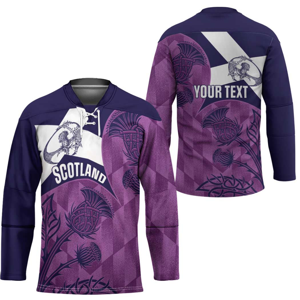 Scotland Rugby Custom Hockey Jersey Go Scottish Thistle Purple Version - Wonder Print Shop