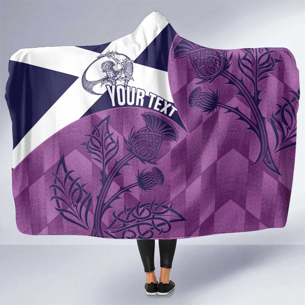 Scotland Rugby Custom Hooded Blanket Go Scottish Thistle Purple Version - Wonder Print Shop