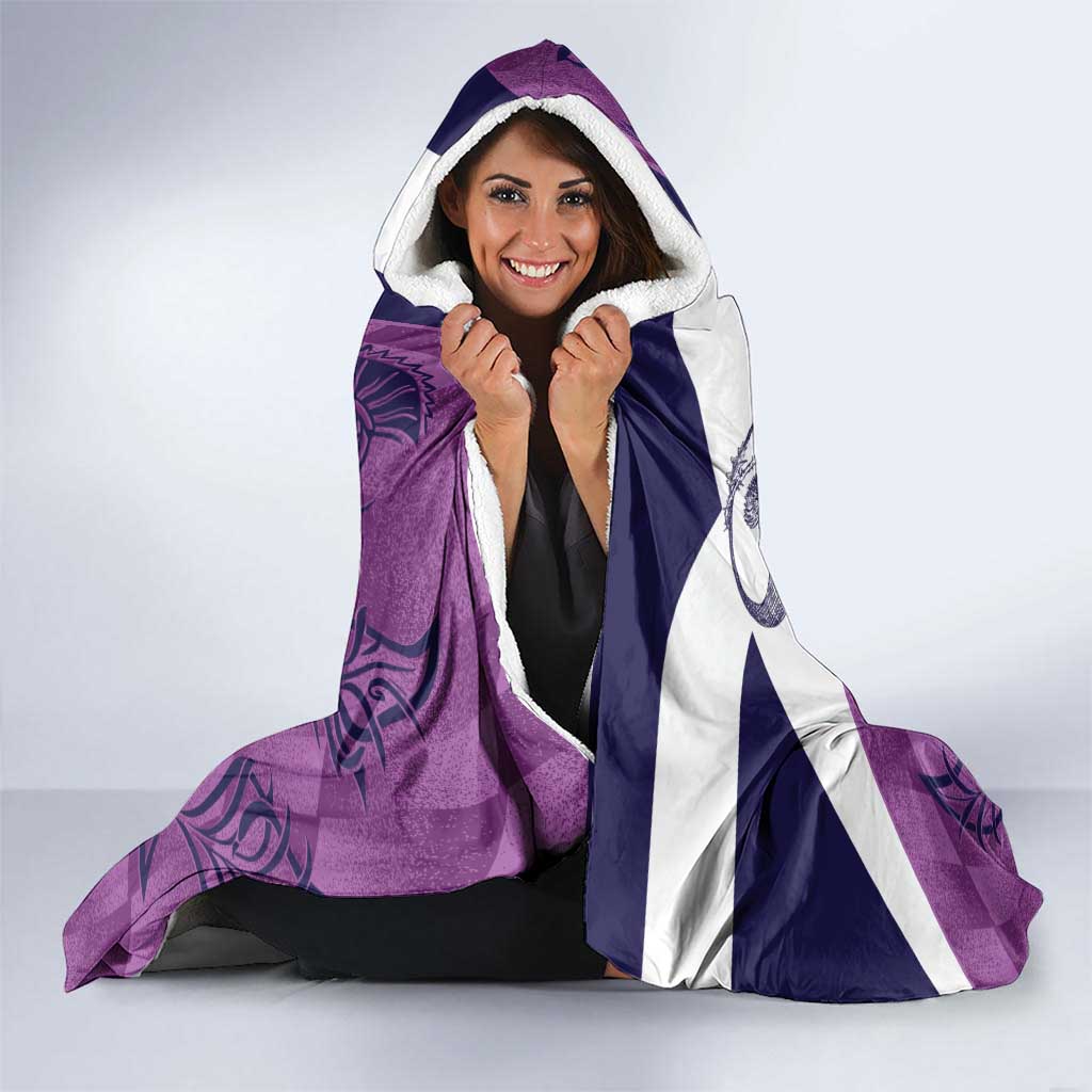 Scotland Rugby Custom Hooded Blanket Go Scottish Thistle Purple Version - Wonder Print Shop