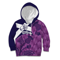 Scotland Rugby Custom Kid Hoodie Go Scottish Thistle Purple Version - Wonder Print Shop