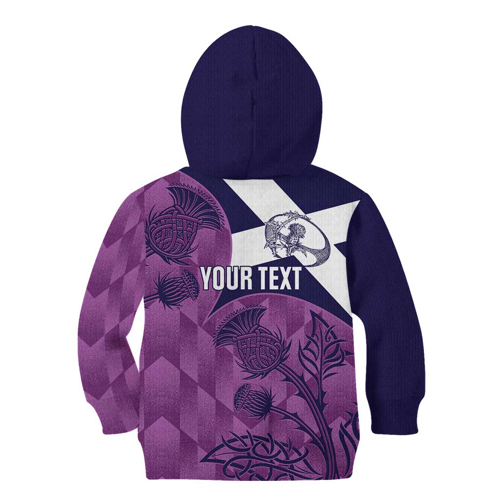 Scotland Rugby Custom Kid Hoodie Go Scottish Thistle Purple Version - Wonder Print Shop