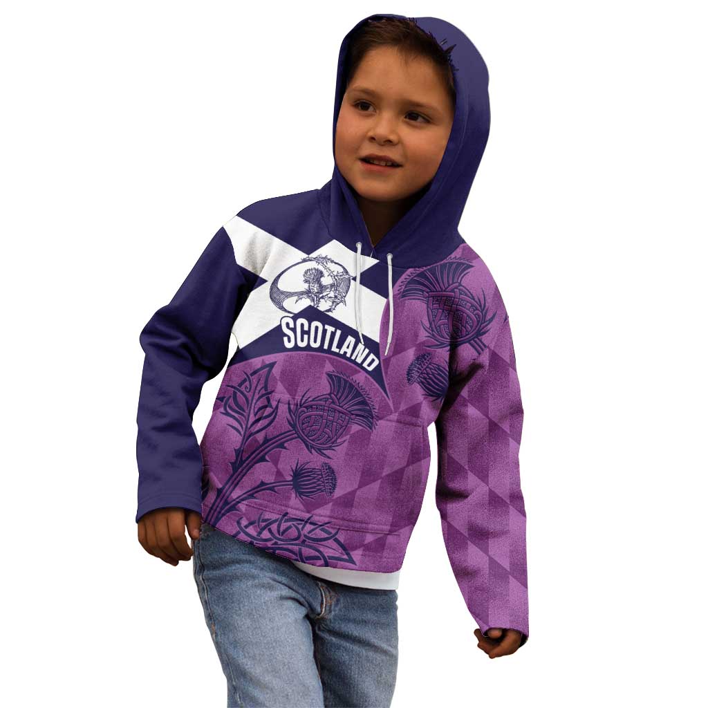 Scotland Rugby Custom Kid Hoodie Go Scottish Thistle Purple Version - Wonder Print Shop