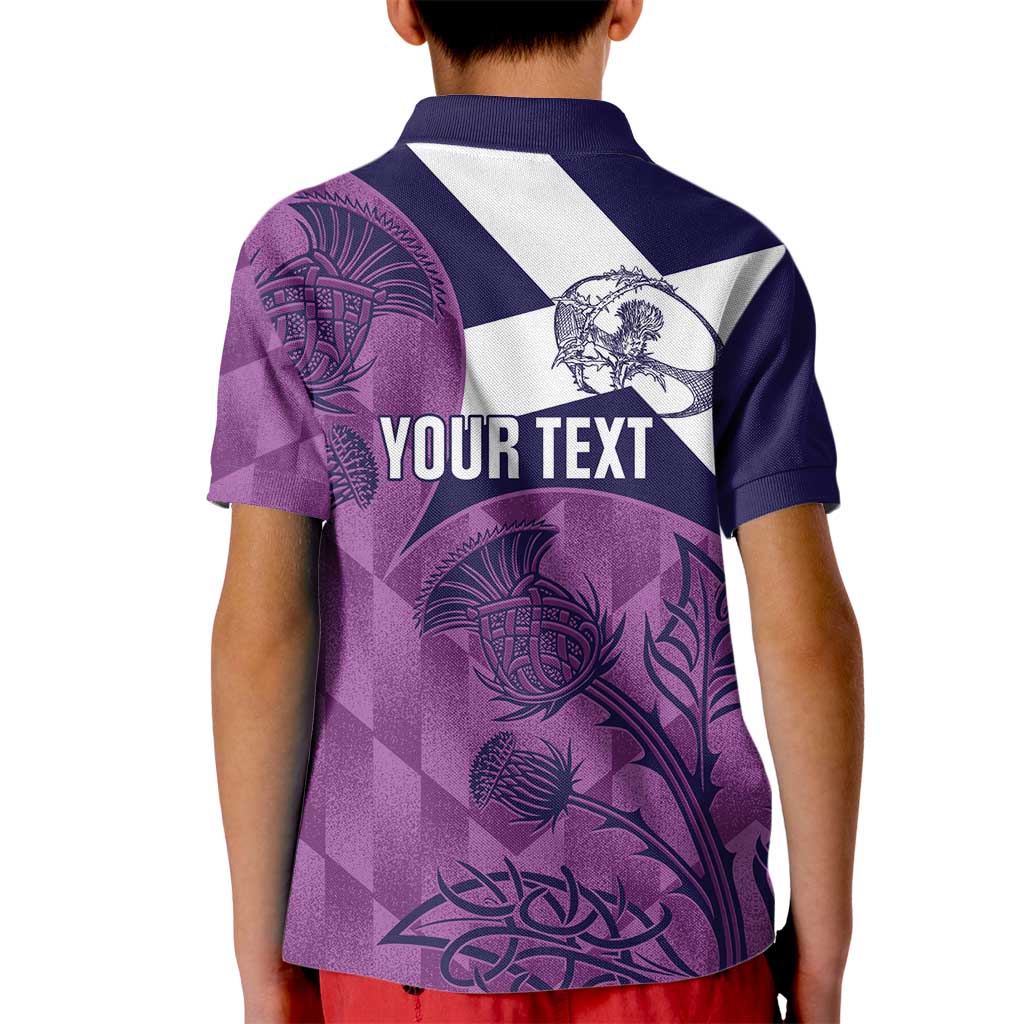 Scotland Rugby Custom Kid Polo Shirt Go Scottish Thistle Purple Version - Wonder Print Shop