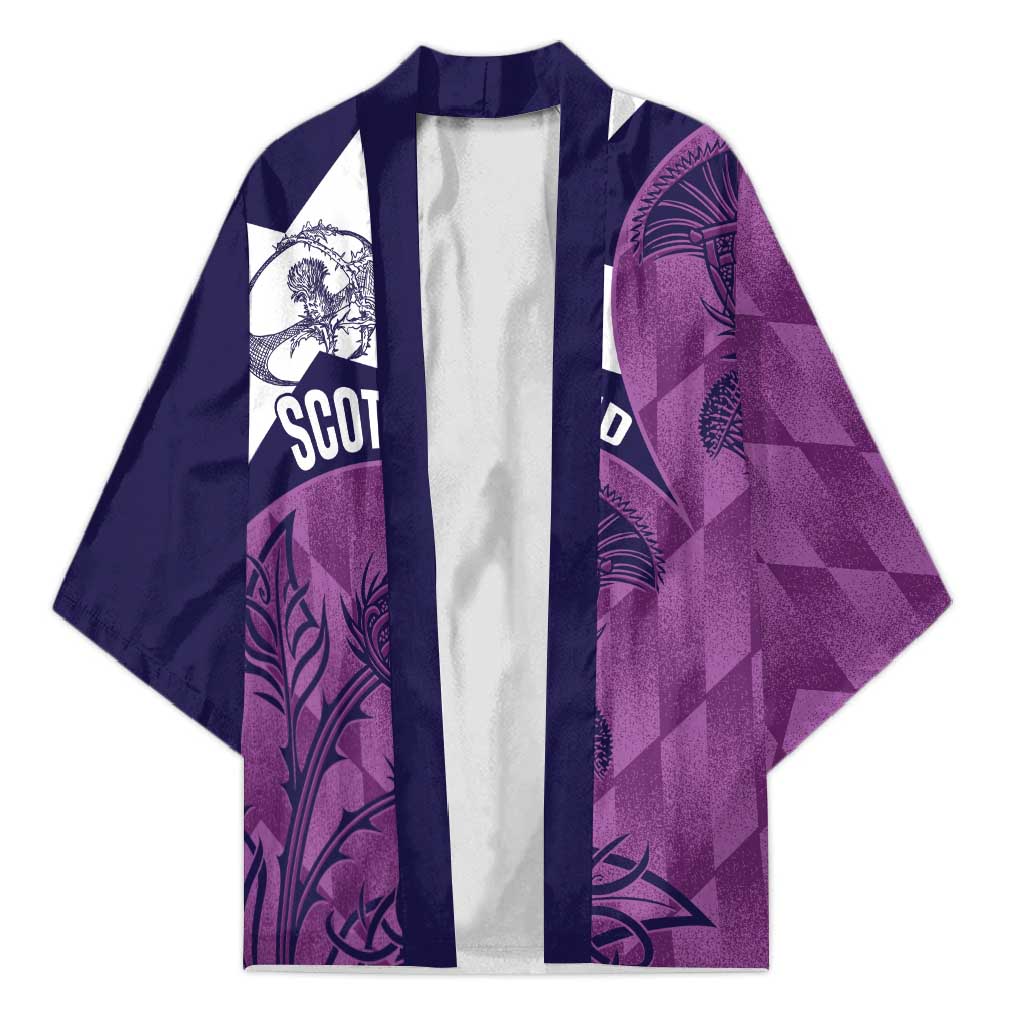 Scotland Rugby Custom Kimono Go Scottish Thistle Purple Version - Wonder Print Shop