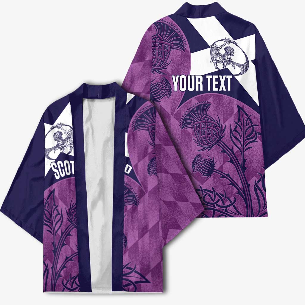 Scotland Rugby Custom Kimono Go Scottish Thistle Purple Version - Wonder Print Shop