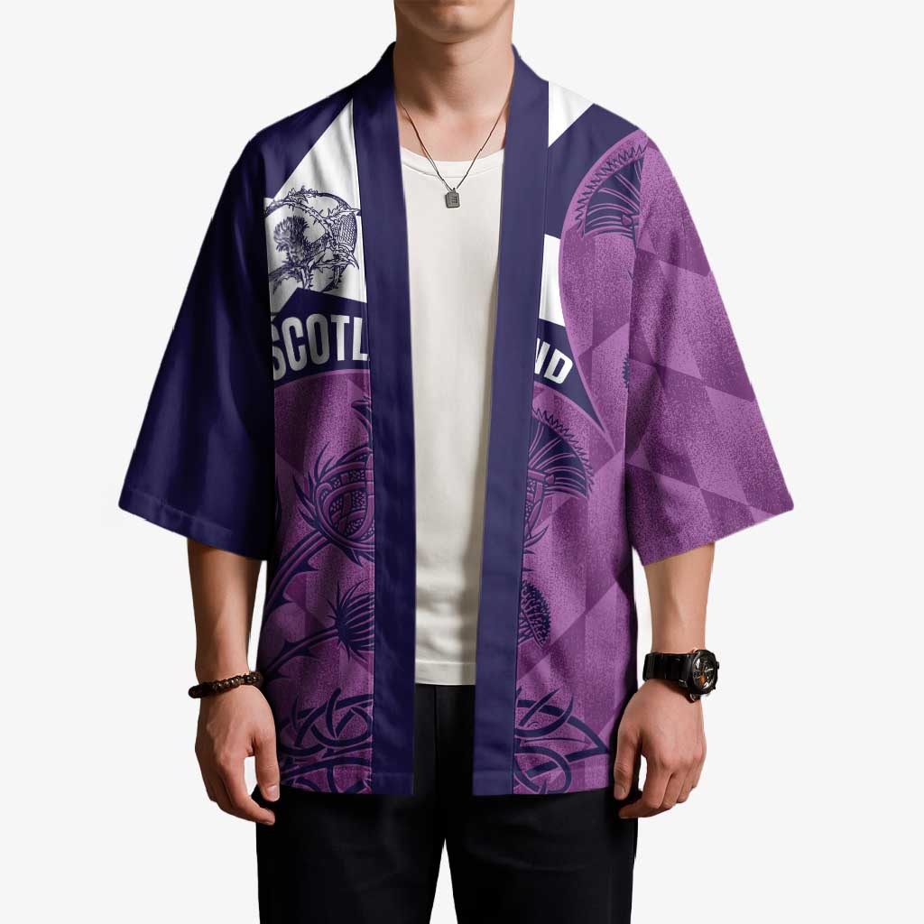Scotland Rugby Custom Kimono Go Scottish Thistle Purple Version - Wonder Print Shop