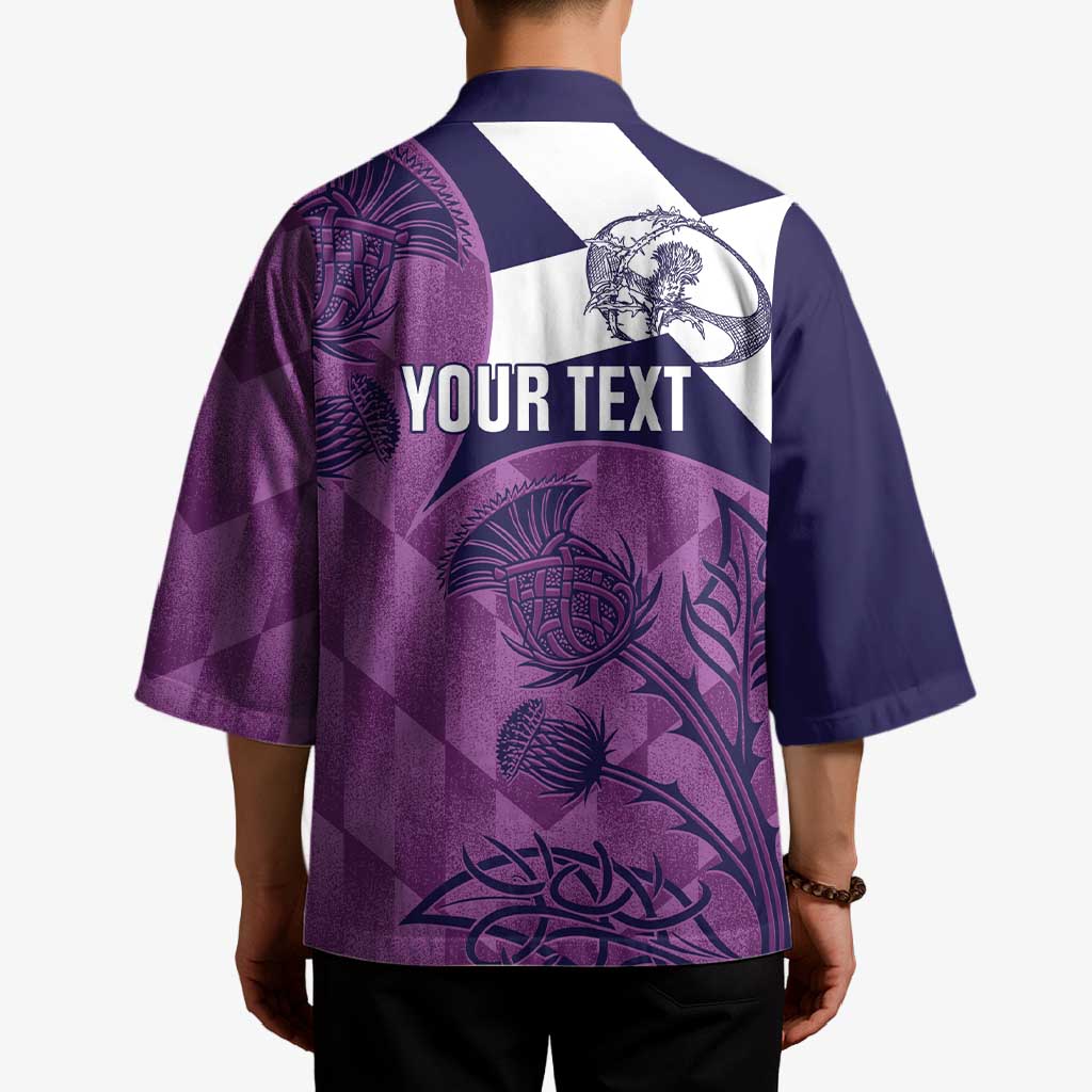 Scotland Rugby Custom Kimono Go Scottish Thistle Purple Version - Wonder Print Shop