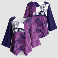 Scotland Rugby Custom Kimono Sleeve Blouse Go Scottish Thistle Purple Version - Wonder Print Shop