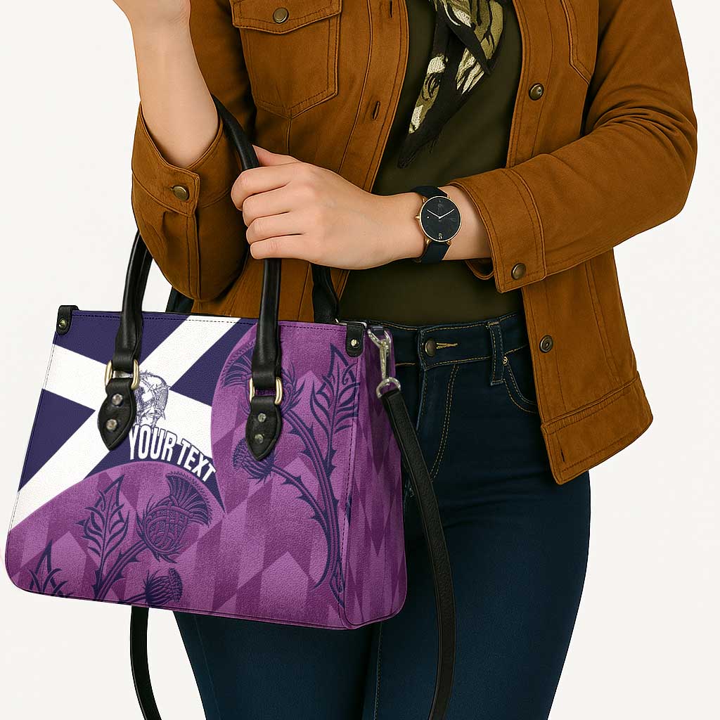 Scotland Rugby Custom Leather Bag Go Scottish Thistle Purple Version - Wonder Print Shop