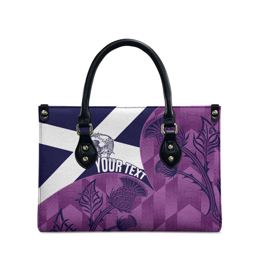 Scotland Rugby Custom Leather Bag Go Scottish Thistle Purple Version - Wonder Print Shop