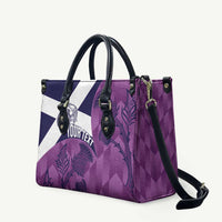 Scotland Rugby Custom Leather Bag Go Scottish Thistle Purple Version - Wonder Print Shop