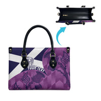 Scotland Rugby Custom Leather Bag Go Scottish Thistle Purple Version - Wonder Print Shop