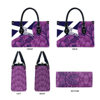 Scotland Rugby Custom Leather Bag Go Scottish Thistle Purple Version - Wonder Print Shop