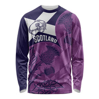 Scotland Rugby Custom Long Sleeve Shirt Go Scottish Thistle Purple Version - Wonder Print Shop