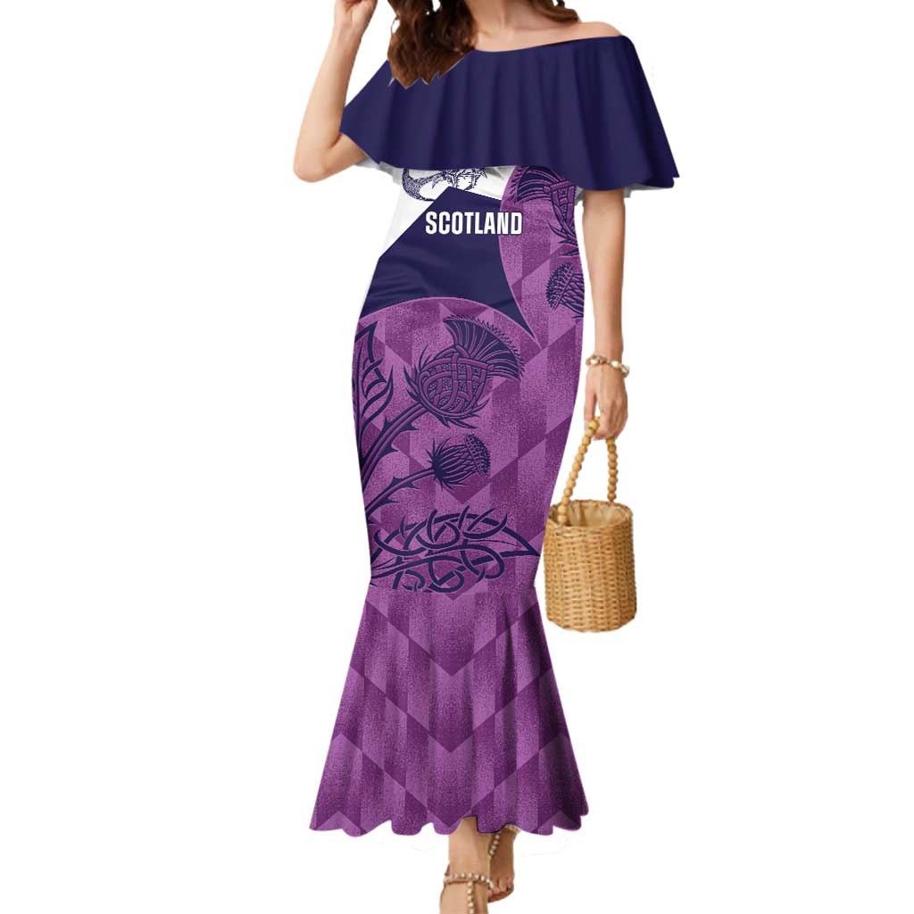 Scotland Rugby Custom Mermaid Dress Go Scottish Thistle Purple Version - Wonder Print Shop
