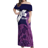 Scotland Rugby Custom Off Shoulder Maxi Dress Go Scottish Thistle Purple Version - Wonder Print Shop