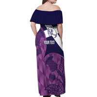 Scotland Rugby Custom Off Shoulder Maxi Dress Go Scottish Thistle Purple Version - Wonder Print Shop