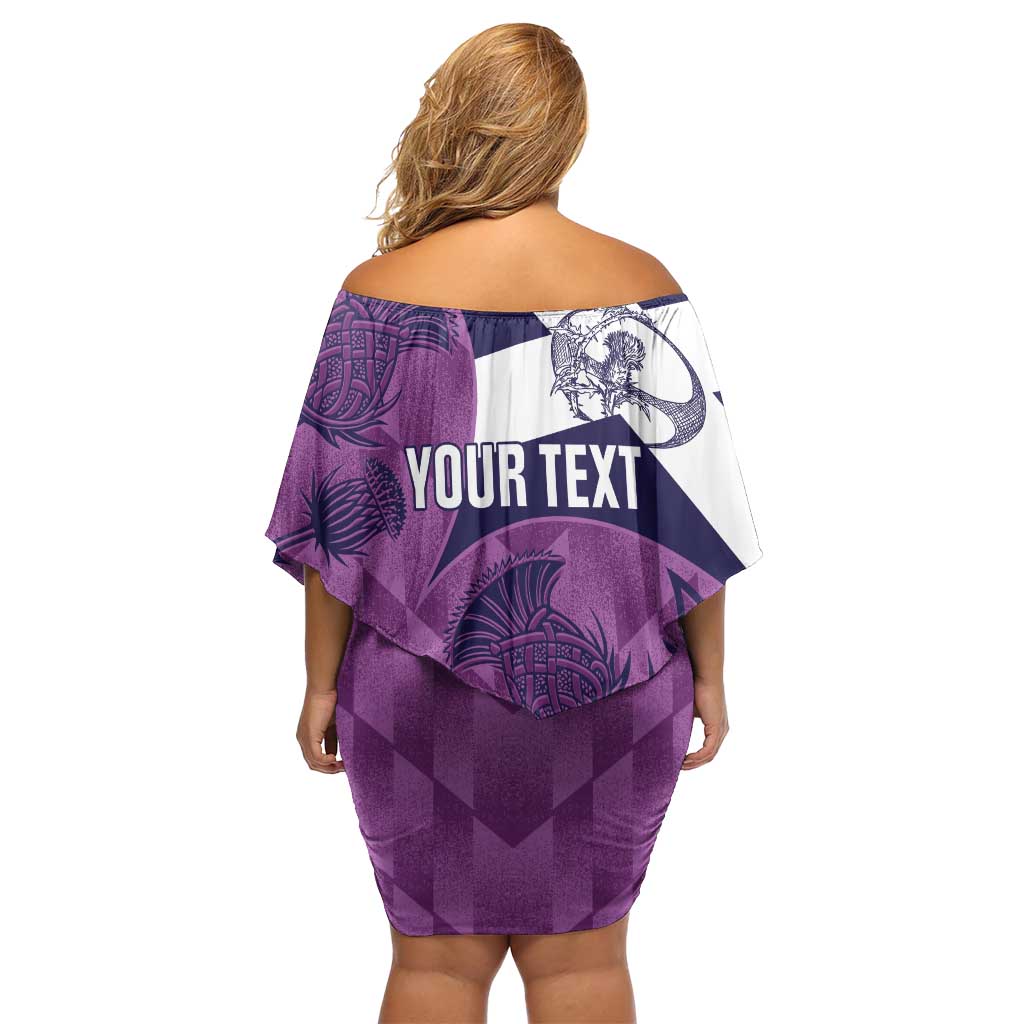 Scotland Rugby Custom Off Shoulder Short Dress Go Scottish Thistle Purple Version - Wonder Print Shop