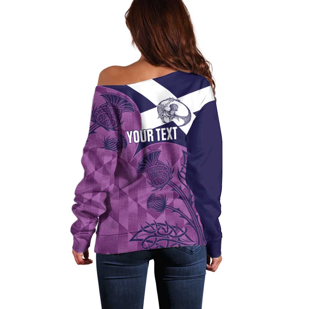 Scotland Rugby Custom Off Shoulder Sweater Go Scottish Thistle Purple Version - Wonder Print Shop