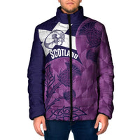 Scotland Rugby Custom Padded Jacket Go Scottish Thistle Purple Version - Wonder Print Shop