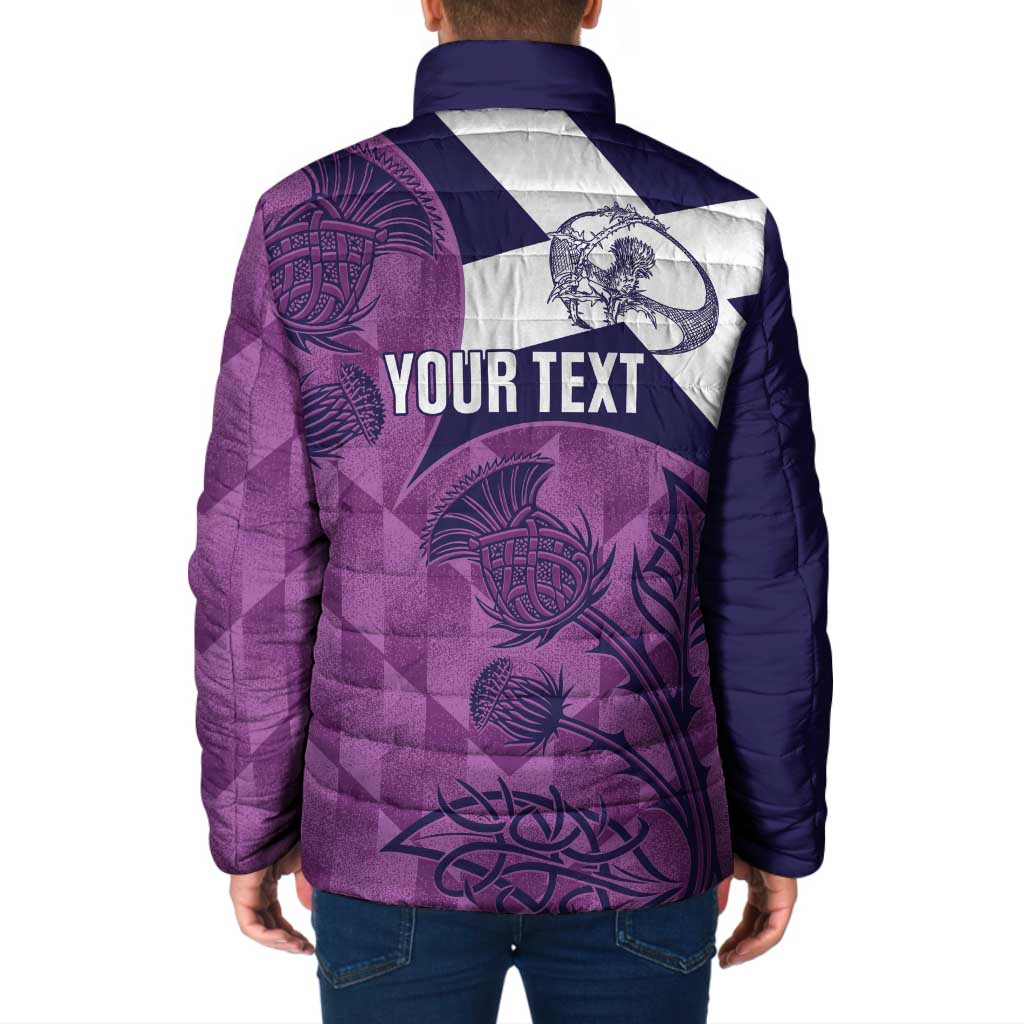Scotland Rugby Custom Padded Jacket Go Scottish Thistle Purple Version - Wonder Print Shop