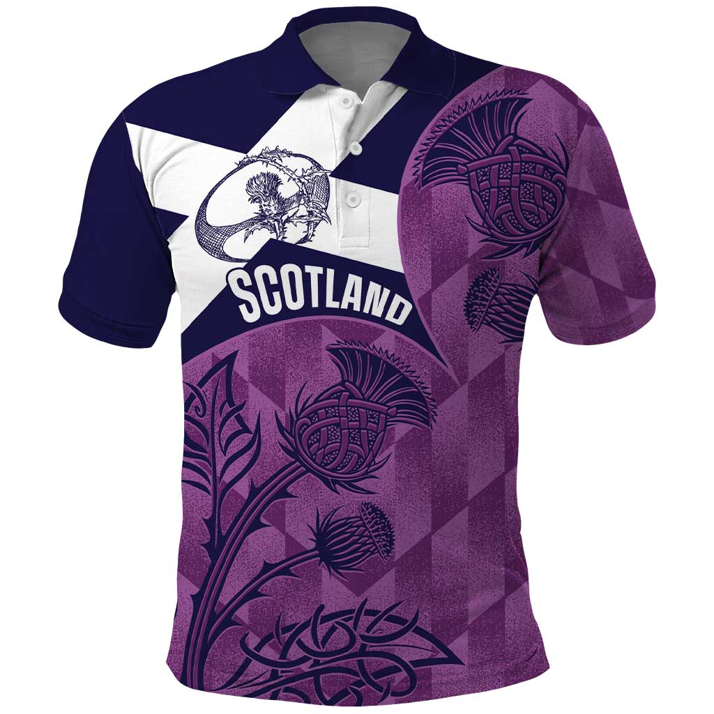 Scotland Rugby Custom Polo Shirt Go Scottish Thistle Purple Version - Wonder Print Shop