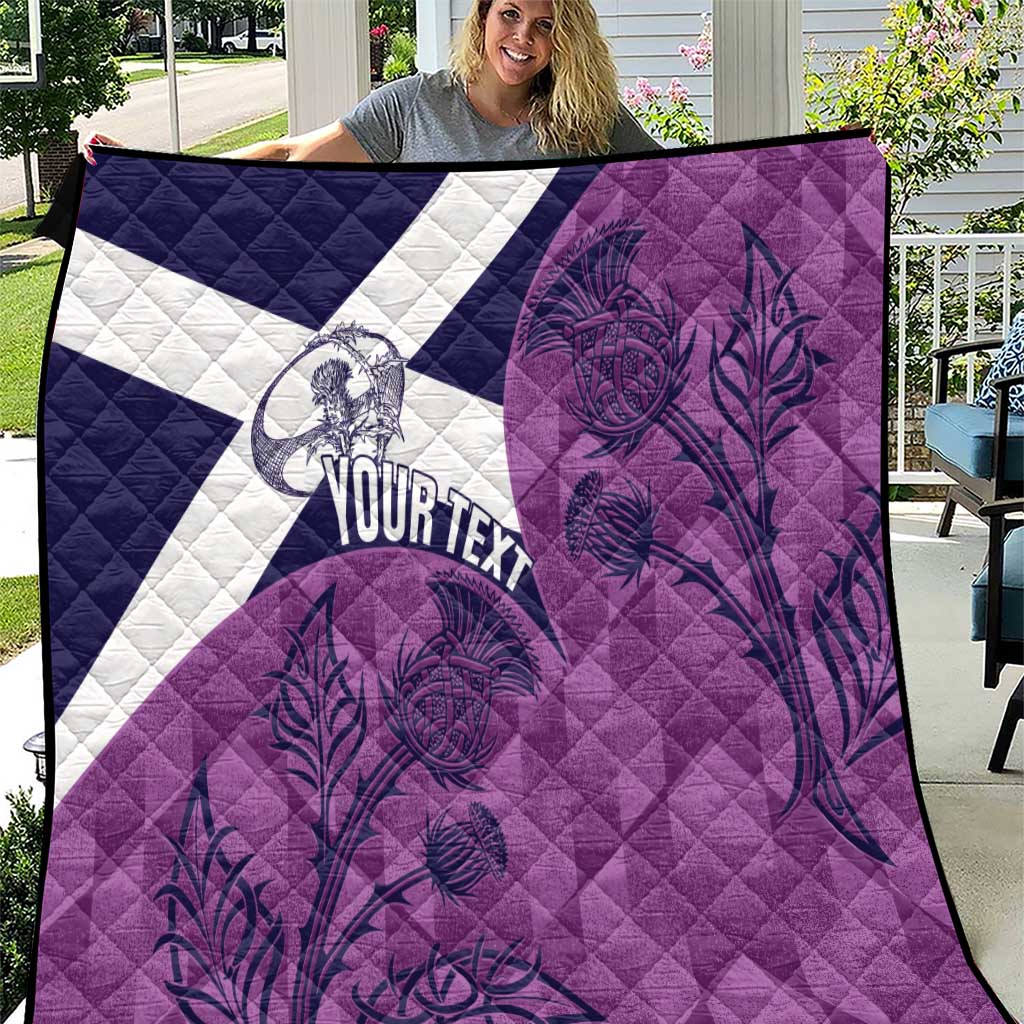 Scotland Rugby Custom Quilt Go Scottish Thistle Purple Version - Wonder Print Shop