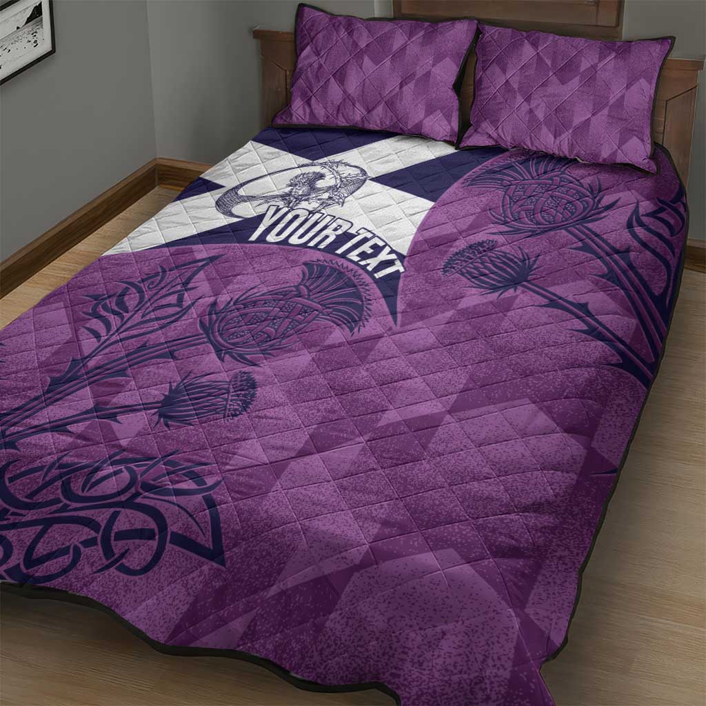Scotland Rugby Custom Quilt Bed Set Go Scottish Thistle Purple Version - Wonder Print Shop