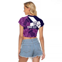 Scotland Rugby Custom Raglan Cropped T Shirt Go Scottish Thistle Purple Version - Wonder Print Shop
