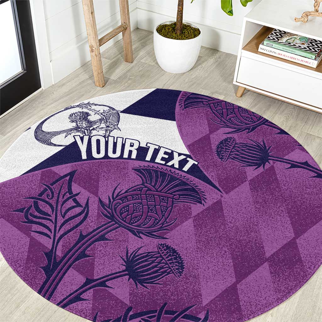 Scotland Rugby Custom Round Carpet Go Scottish Thistle Purple Version - Wonder Print Shop