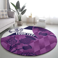 Scotland Rugby Custom Round Carpet Go Scottish Thistle Purple Version - Wonder Print Shop