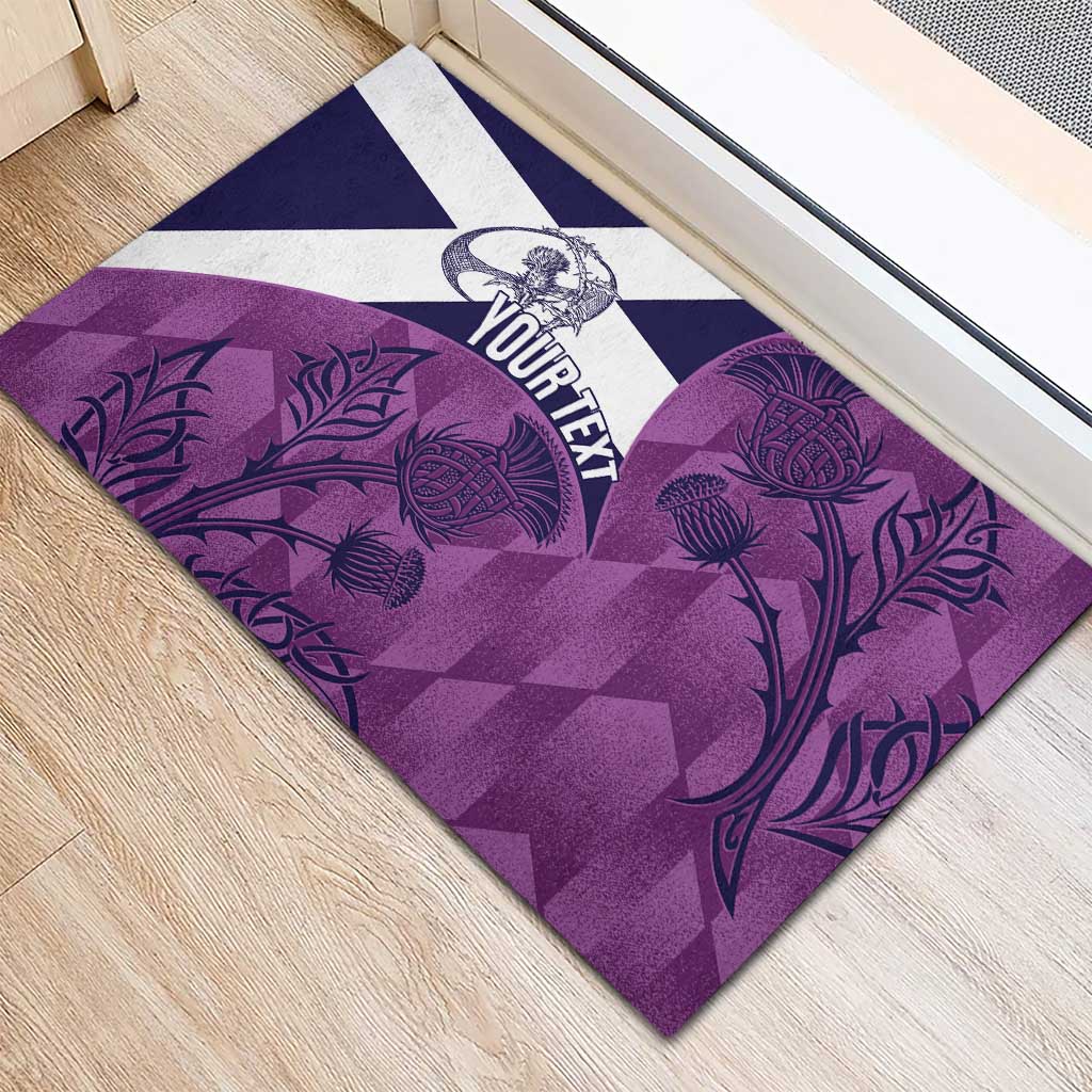 Scotland Rugby Custom Rubber Doormat Go Scottish Thistle Purple Version - Wonder Print Shop