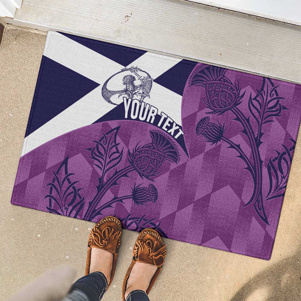 Scotland Rugby Custom Rubber Doormat Go Scottish Thistle Purple Version - Wonder Print Shop