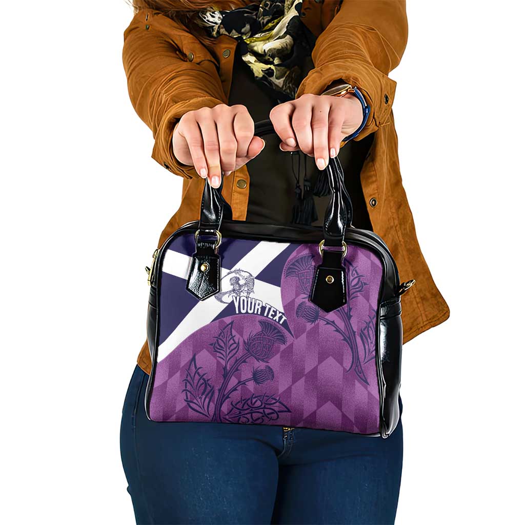 Scotland Rugby Custom Shoulder Handbag Go Scottish Thistle Purple Version - Wonder Print Shop