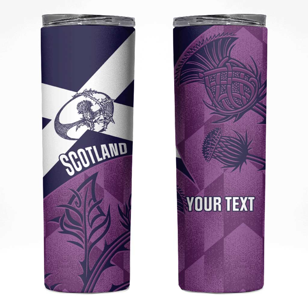 Scotland Rugby Custom Skinny Tumbler Go Scottish Thistle Purple Version - Wonder Print Shop