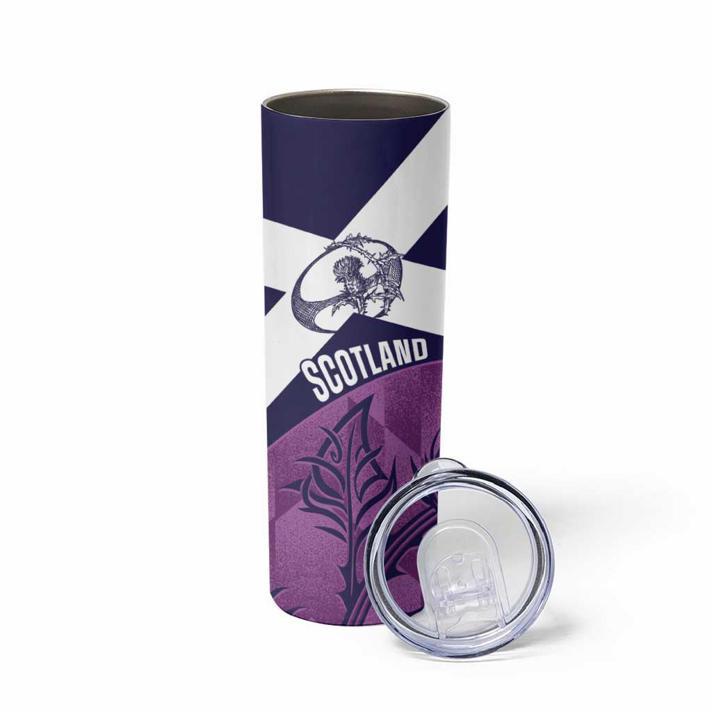 Scotland Rugby Custom Skinny Tumbler Go Scottish Thistle Purple Version - Wonder Print Shop