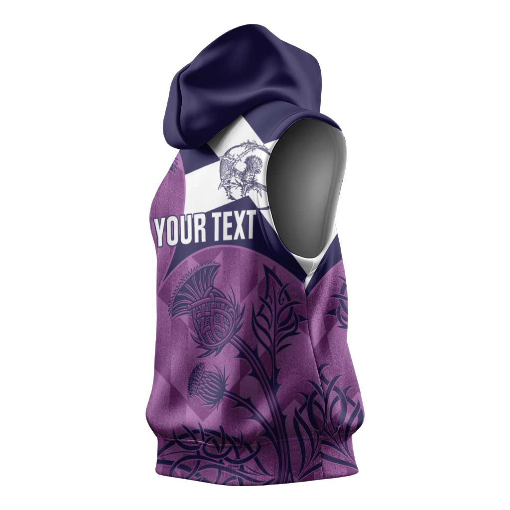 Scotland Rugby Custom Sleeveless Hoodie Go Scottish Thistle Purple Version - Wonder Print Shop