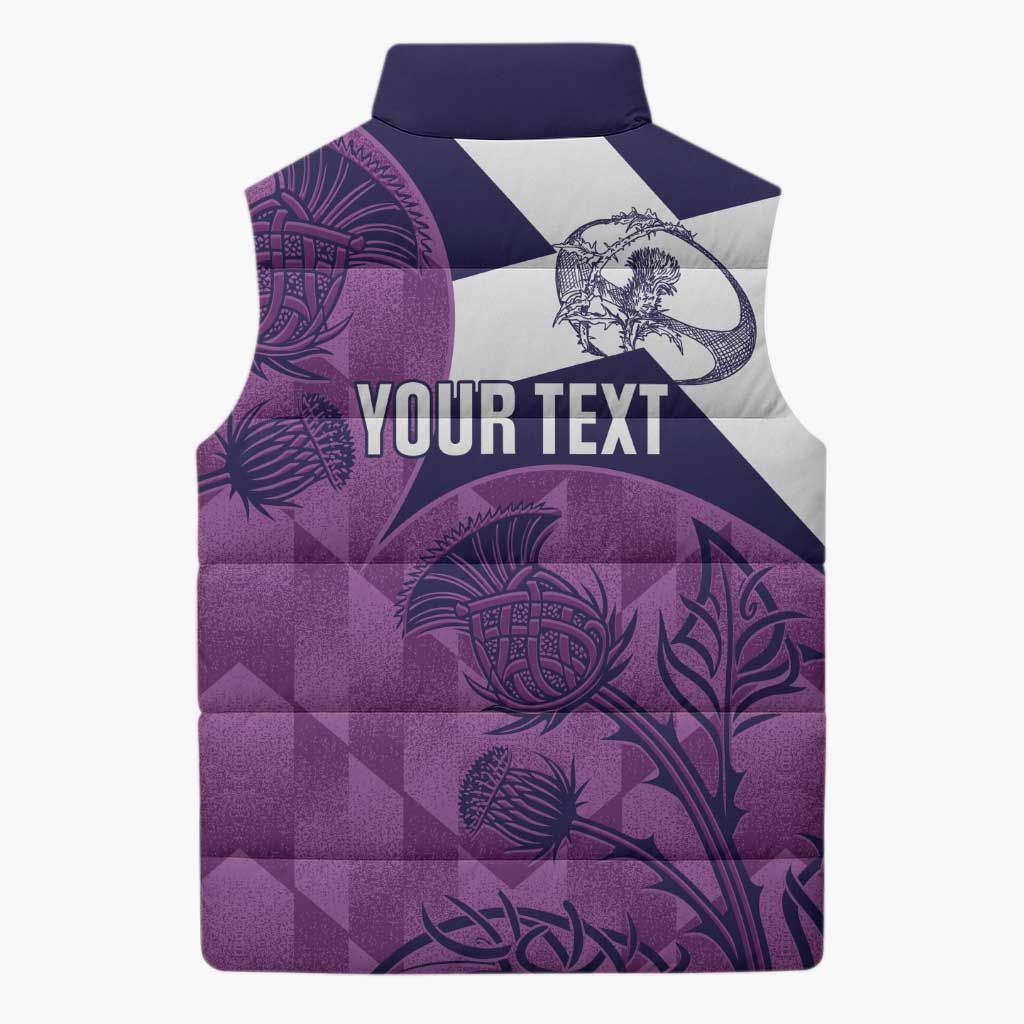 Scotland Rugby Custom Sleeveless Puffer Jacket Go Scottish Thistle Purple Version - Wonder Print Shop