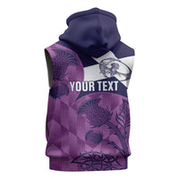 Scotland Rugby Custom Sleeveless Zip Hoodie Go Scottish Thistle Purple Version - Wonder Print Shop