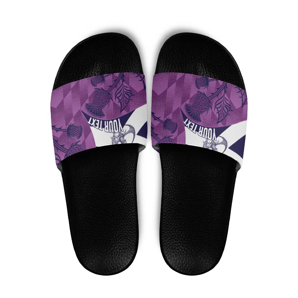 Scotland Rugby Custom Slide Sandals Go Scottish Thistle Purple Version - Wonder Print Shop